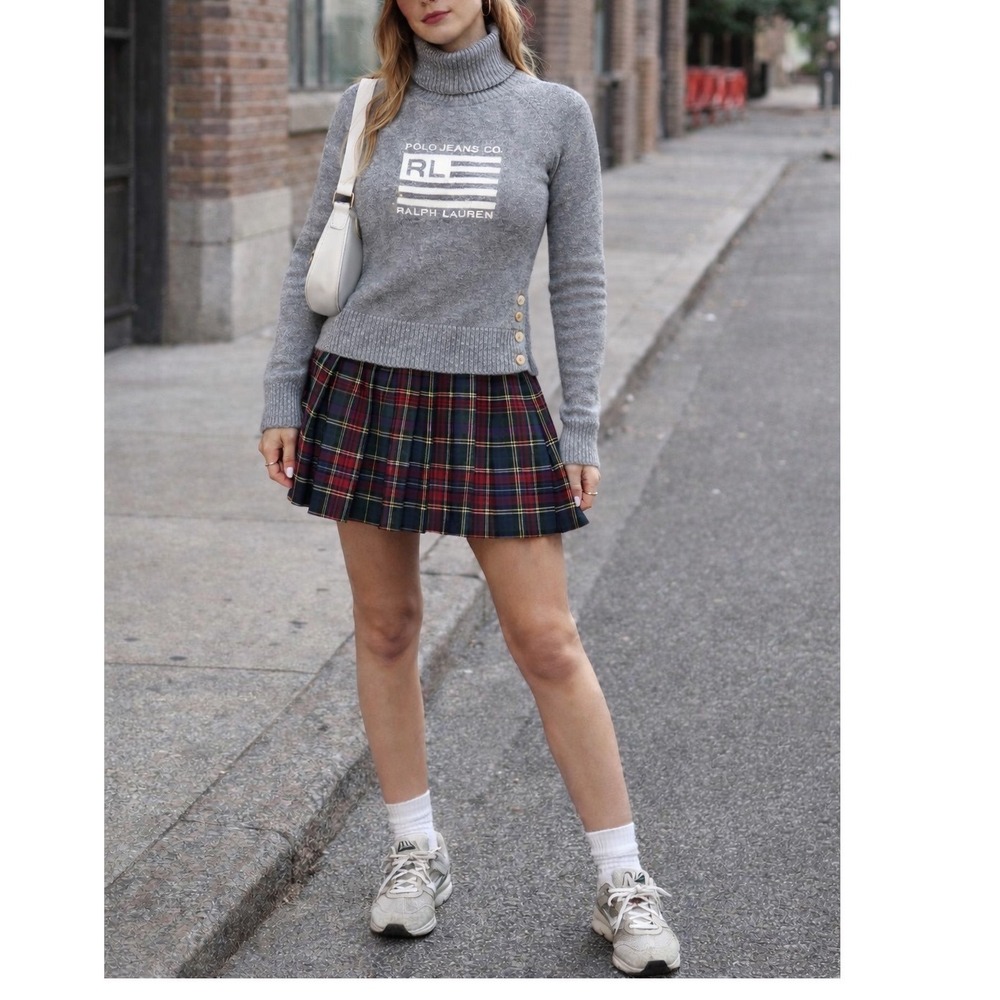 Vintage Y2K Polo Jeans Co Ralph Lauren Gray Turtleneck Sweater Flag Logo- Size M